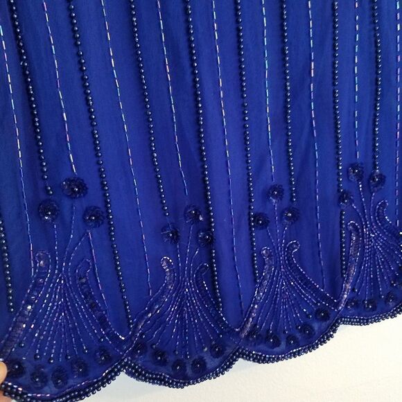 Vintage Mark & John II Pure Silk Intricately Beaded Blouse Made in India M - Picture 8 of 10